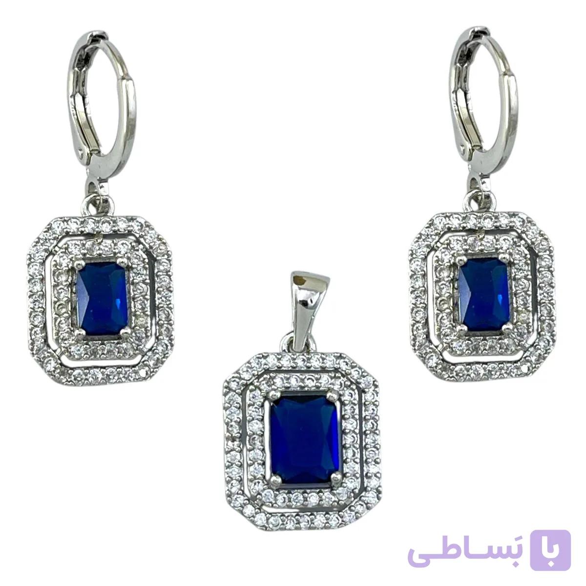 نیم ست زنانه جواهری مدل یاقوت کبود کد M4355 — تصویر 1