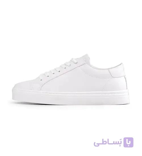 کفش مردانه روزمره چرم مصنوعی سفید مدل 48635