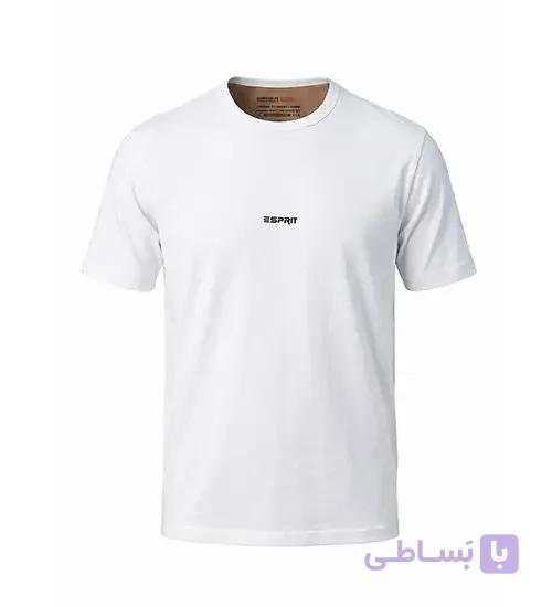 تیشرت یقه گرد مردانه نرمال ساده پنبه یک رو سفید Esprit مدل 50445