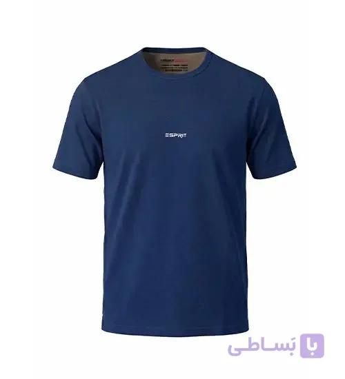 تیشرت یقه گرد مردانه نرمال ساده پنبه یک رو سرمه ای Esprit مدل 50441