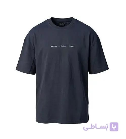 تیشرت یقه گرد مردانه باکسی ساده پنبه دو رو طوسی مدل 50555