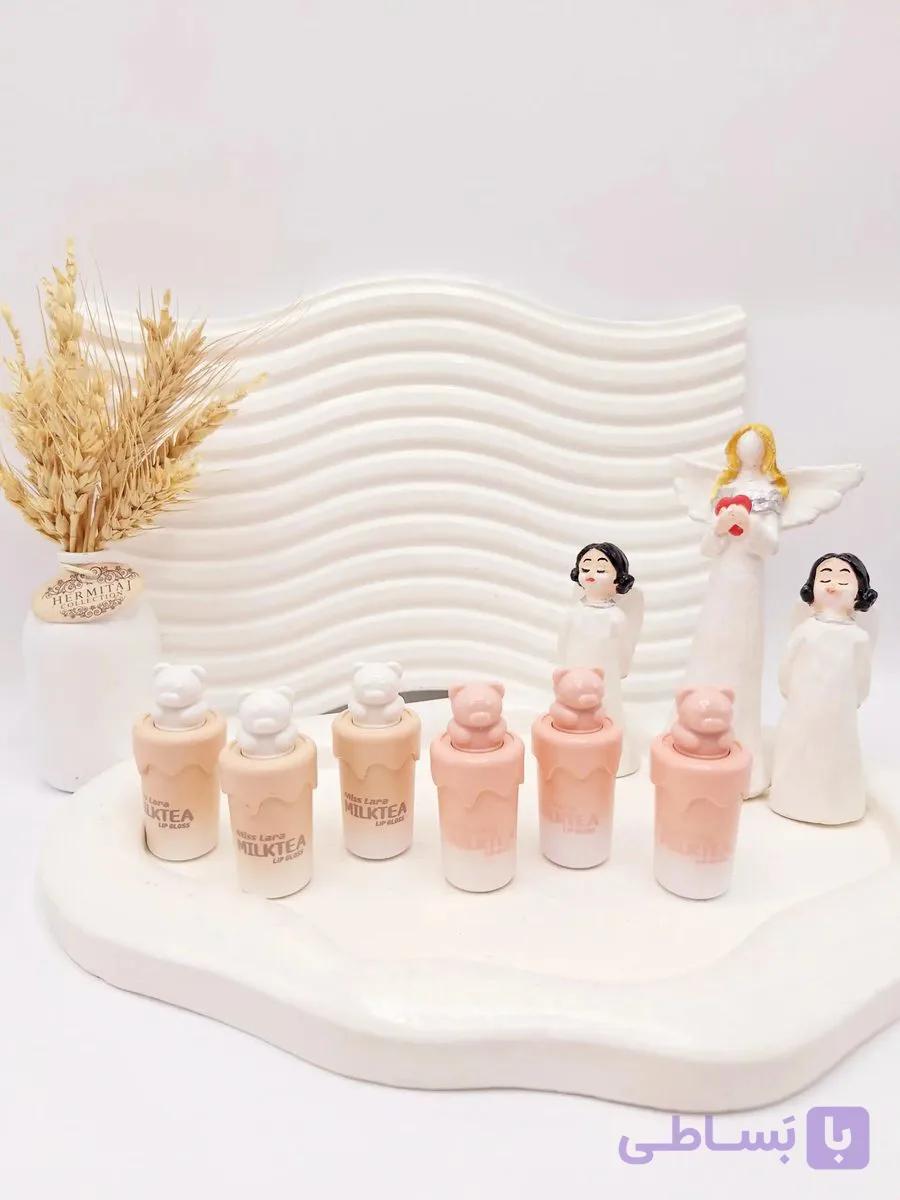 رژ مایع آیس پکی طرح خرسی فوق العاده زیبا مدل MILKTEA برند میس لارا — تصویر 1