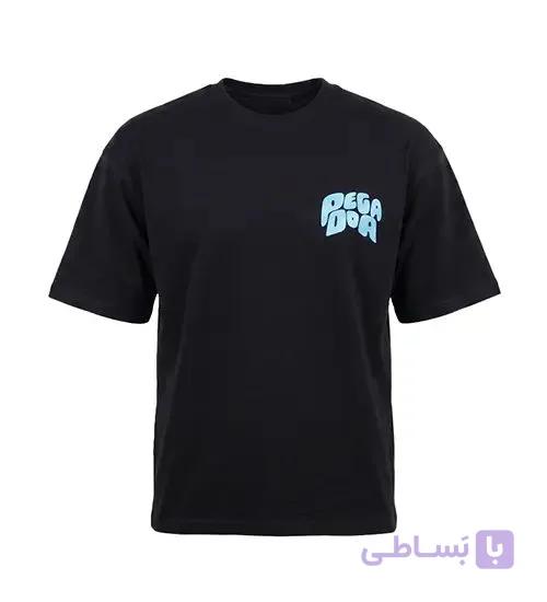تیشرت یقه گرد مردانه باکسی طرح دار پنبه دو رو مشکی Pegador مدل 50156
