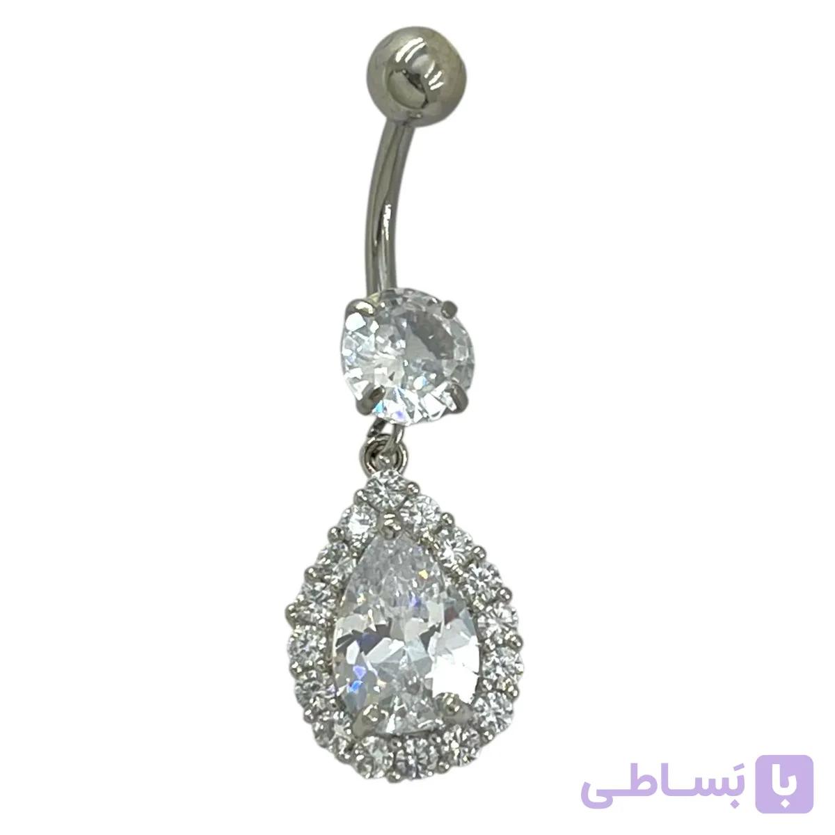 پیرسینگ ناف استیل زنانه مدل نگین جواهری کد P4887 — تصویر 1