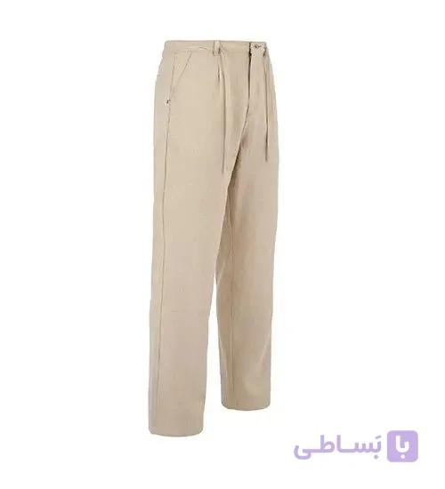 شلوار مردانه نیم بگ ساده لینن کرم مدل 51092