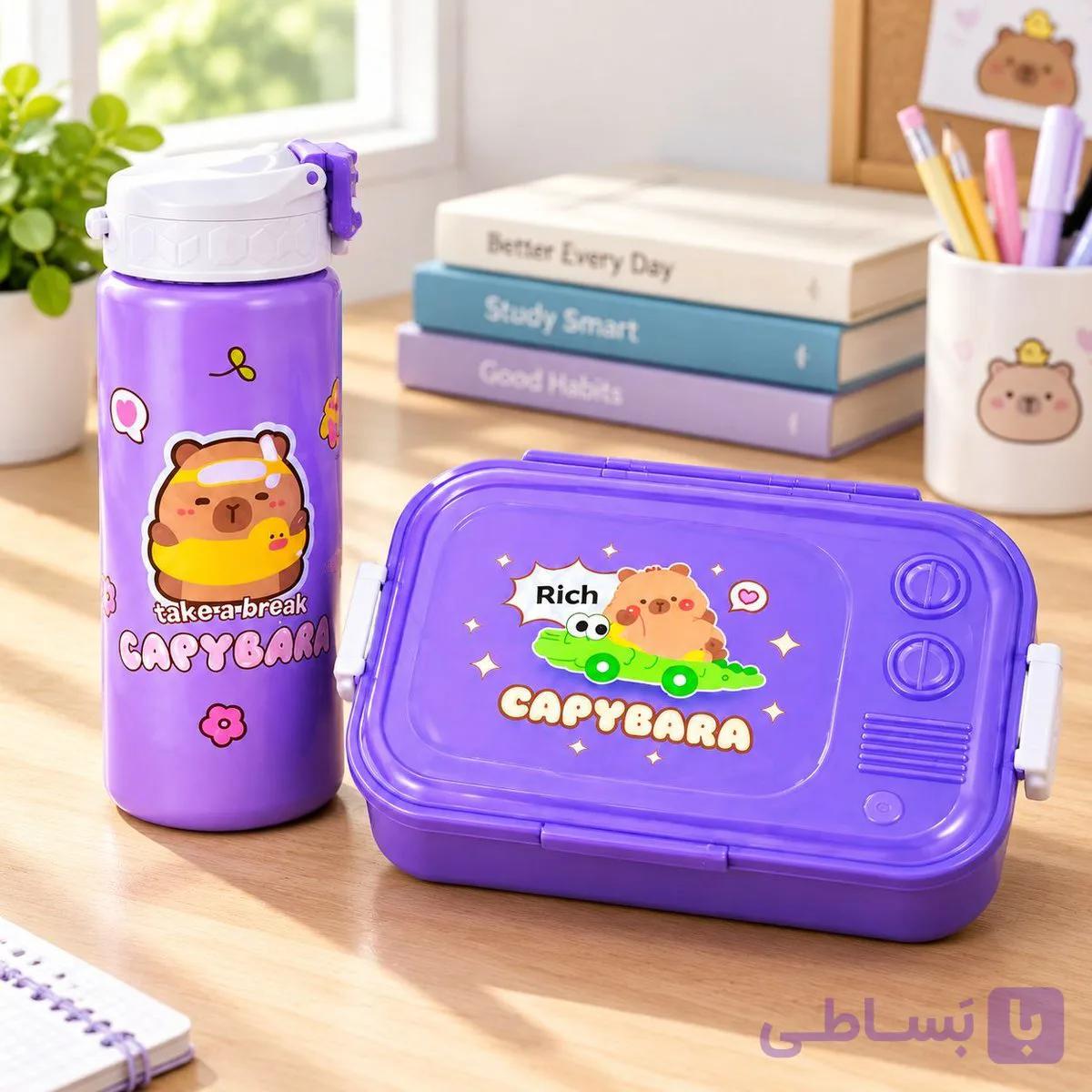 ست قمقمه لانچ باکس استیل طرح کاپی بارا — تصویر 1