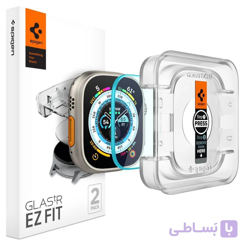 محافظ صفحه نمایش اسپیگن مدل Glas tR EZFit مناسب برای اپل واچ Ultra 49 mm بسته 2 عددی — تصویر 1