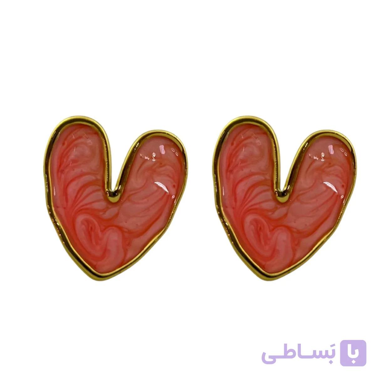 گوشواره زنانه میناکاری مدل قلب کد E5774 — تصویر 1