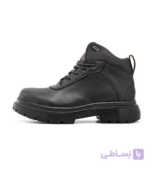 نیم بوت چرم مصنوعی مردانه مشکی بنددار مدل 49101
