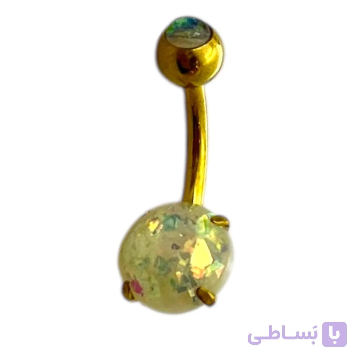 پیرسینگ ناف استیل زنانه مدل نگین دار کد P4848 — تصویر 1