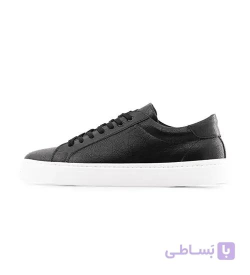 کفش مردانه روزمره چرم مصنوعی مشکی سفید مدل 50720