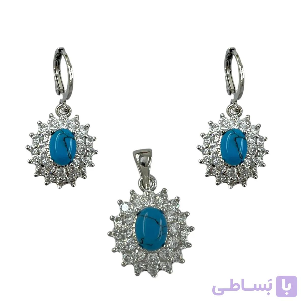 نیم ست زنانه جواهری مدل فیروزه کد M4391 — تصویر 1