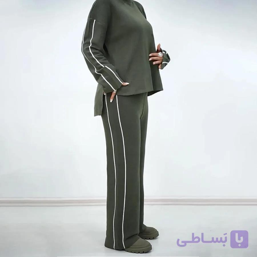 ست بافت بلوز و شلوار زنانه Diyana_Green مدل 3734