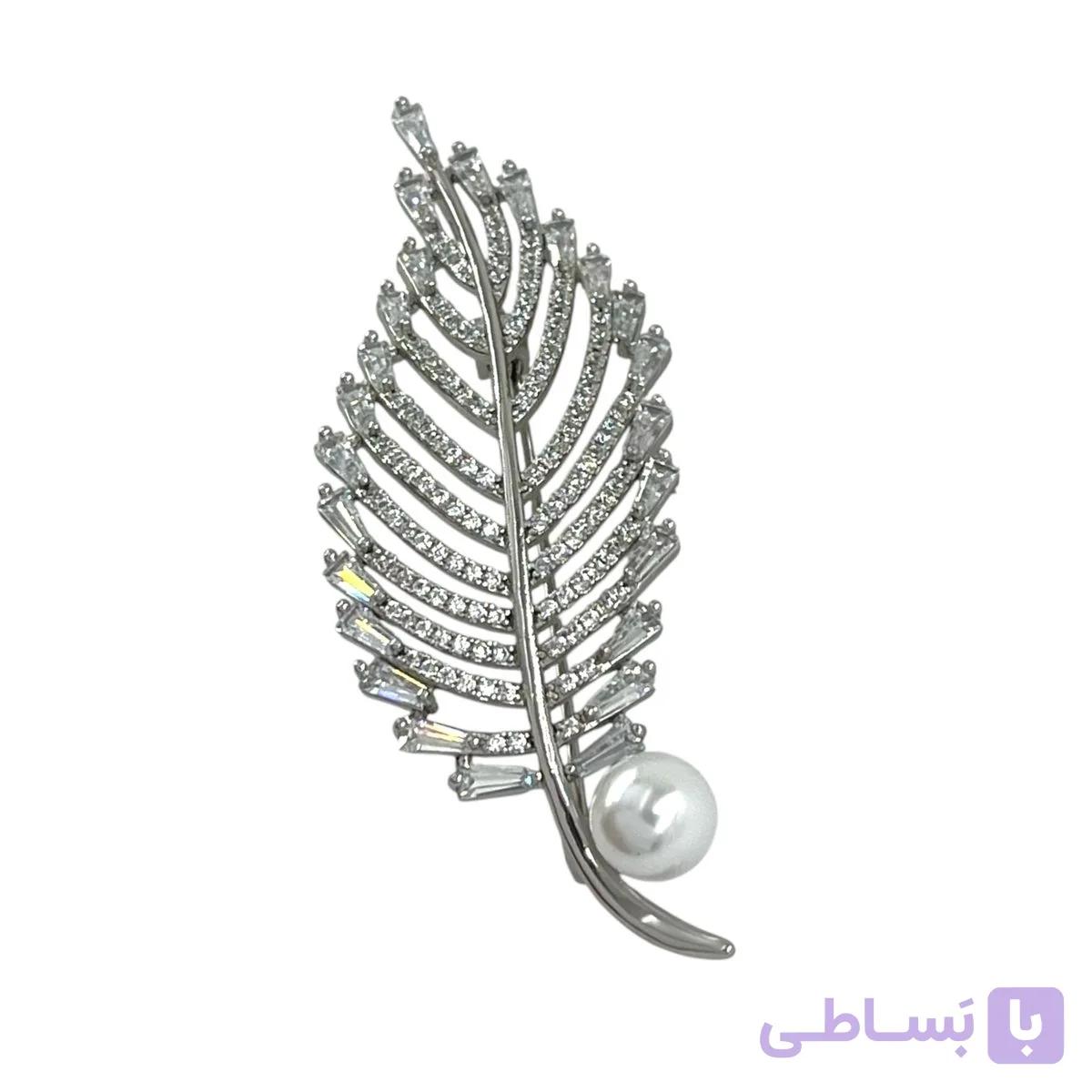 گل سینه زنانه ژوپینگ مدل برگ جواهری کد G4186 — تصویر 1