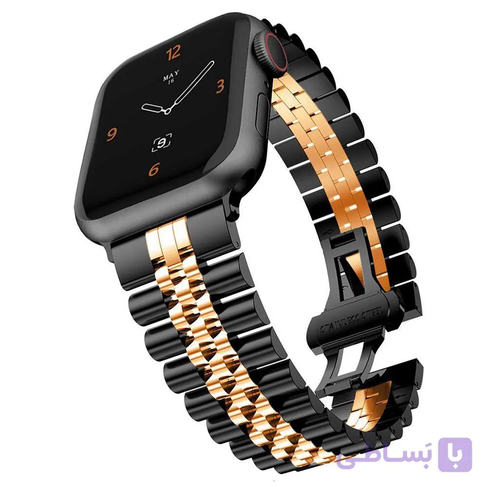 بند اپل واچ رولکسی جیتک مدل G-Tech Butterfly Buckle Watch Band Strap BlackRose 38/40/41mm — تصویر 1