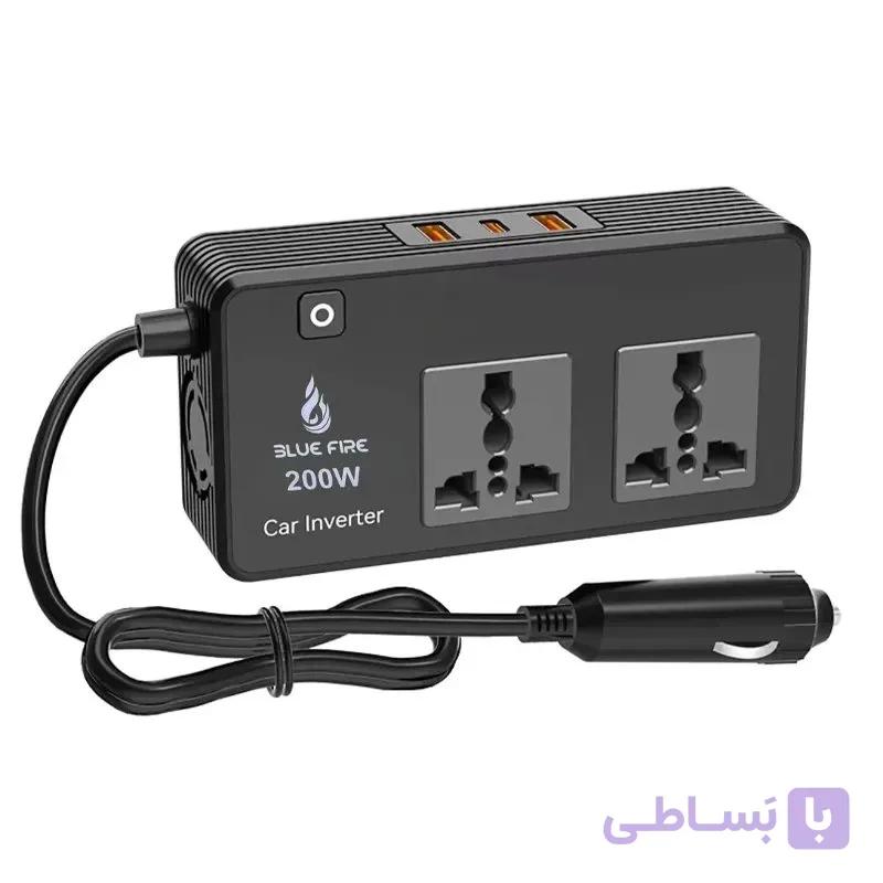 اینورتر و چندراهی برق خودرو ۲۰۰ وات BLUE FIRE — تصویر 1