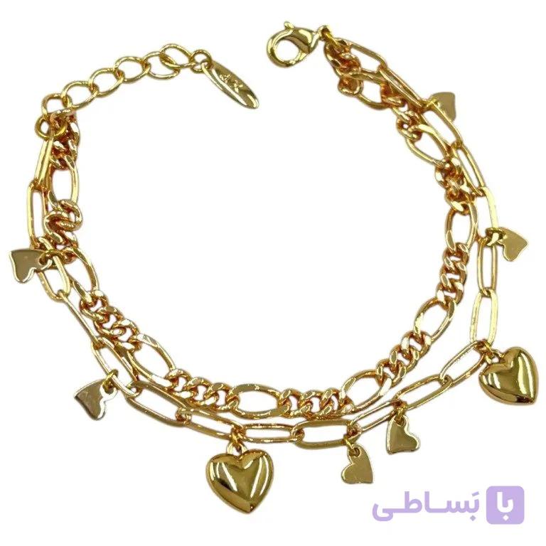 دستبند زنانه ژوپینگ زنجیزی مدل فیگارو قلب کد B5630 — تصویر 1