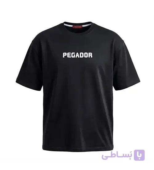 تیشرت یقه گرد مردانه باکسی طرح دار اسپان دورس مشکی Pegador مدل 50669