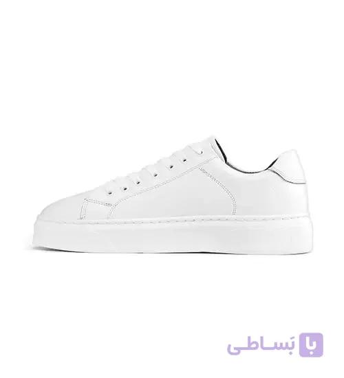 کفش مردانه روزمره چرم طبیعی سفید مدل 48639