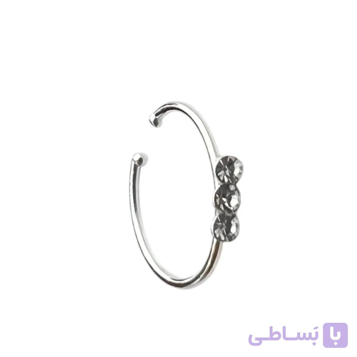 پیرسینگ بینی زنانه نقره مدل حلقه نگین کد P4808 — تصویر 1