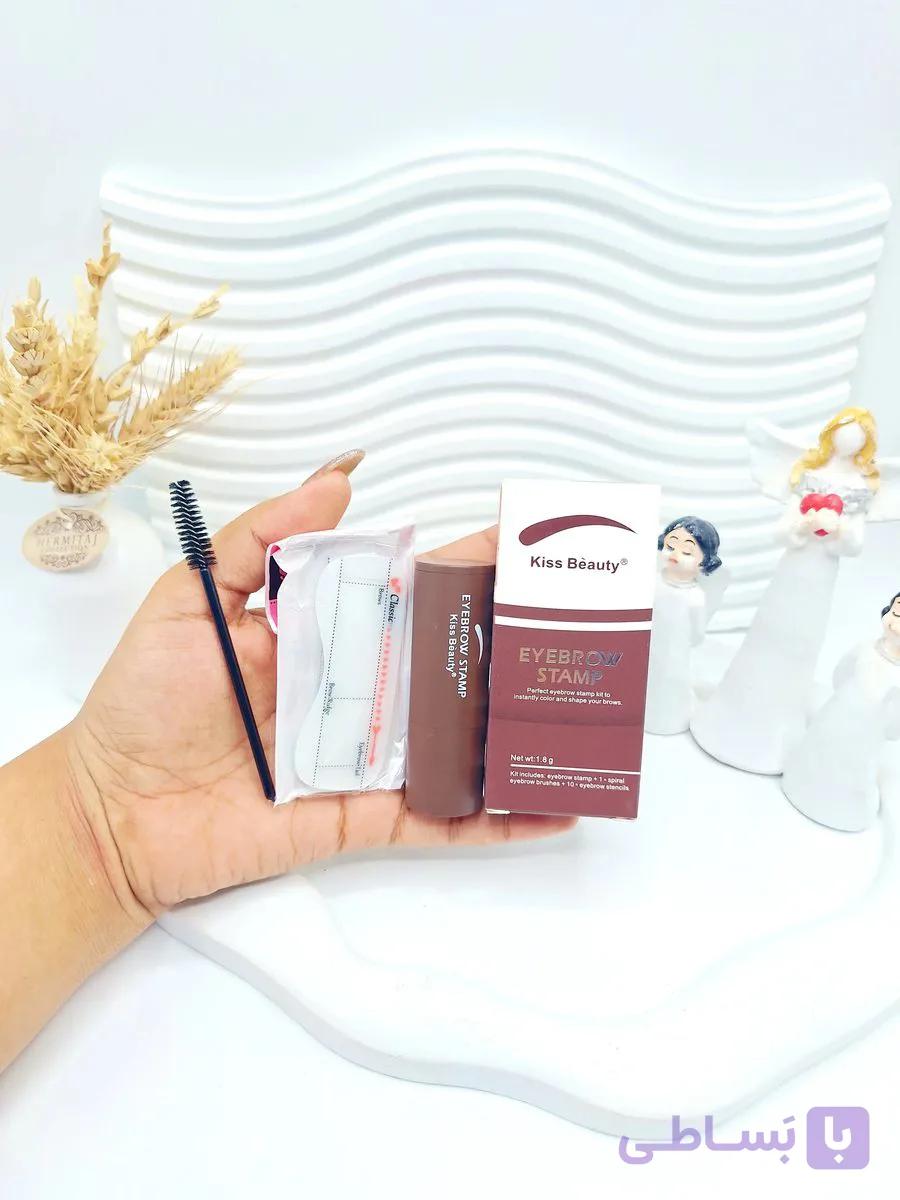 استامپ پودری حجم ابرو کیس بیوتی Kiss Beauty به همراه 10 شابلون و برس کد 7842 — تصویر 1