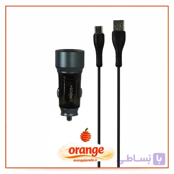شارژر فندکی PD و فست شارژ لیندوس(Lindos) مدل LN-CR1 _ به همراه کابل Type-C — تصویر 1