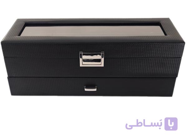 جعبه ساعت مشکی چرمی 6 تایی کد 10566 — تصویر 1