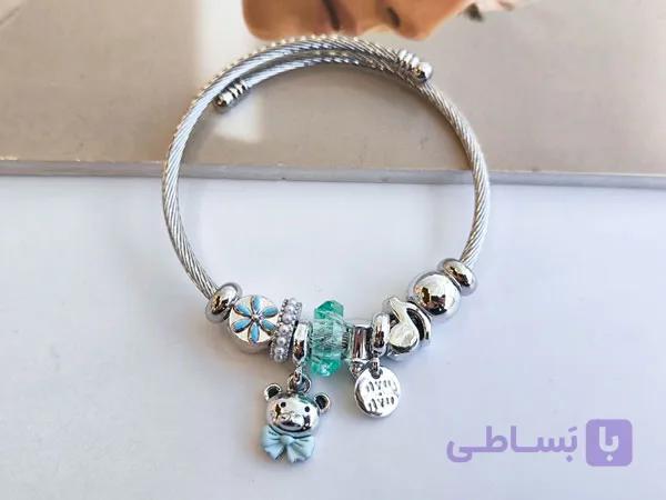 دستبند خرس پاپیونی سبز دخترانه کیوت کد 10629 — تصویر 1