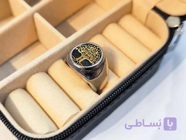انگشتر درخت زندگی استیل مردانه — تصویر 1