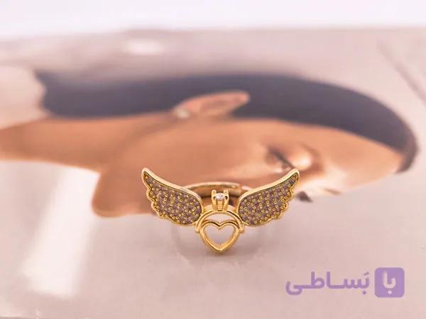 انگشتر بال فرشته طلایی رنگ ثابت کد 11054 — تصویر 1