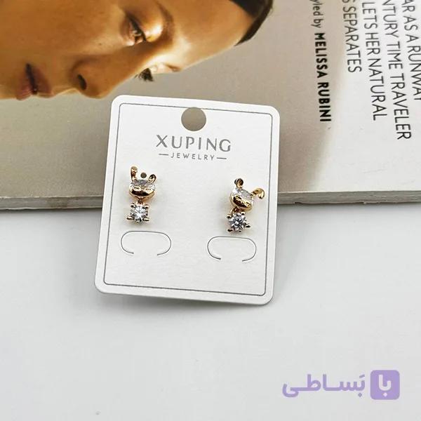 گوشواره طلایی طرح سنجاب نگینی — تصویر 1