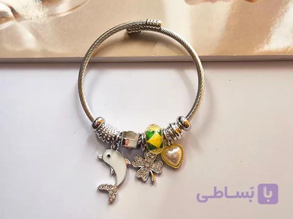 دستبند پاندورا نقره ای استیل کد 4 — تصویر 1