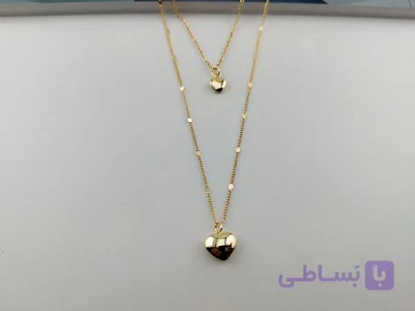 گردنبند قلب ظریف دو لاین طلایی — تصویر 1