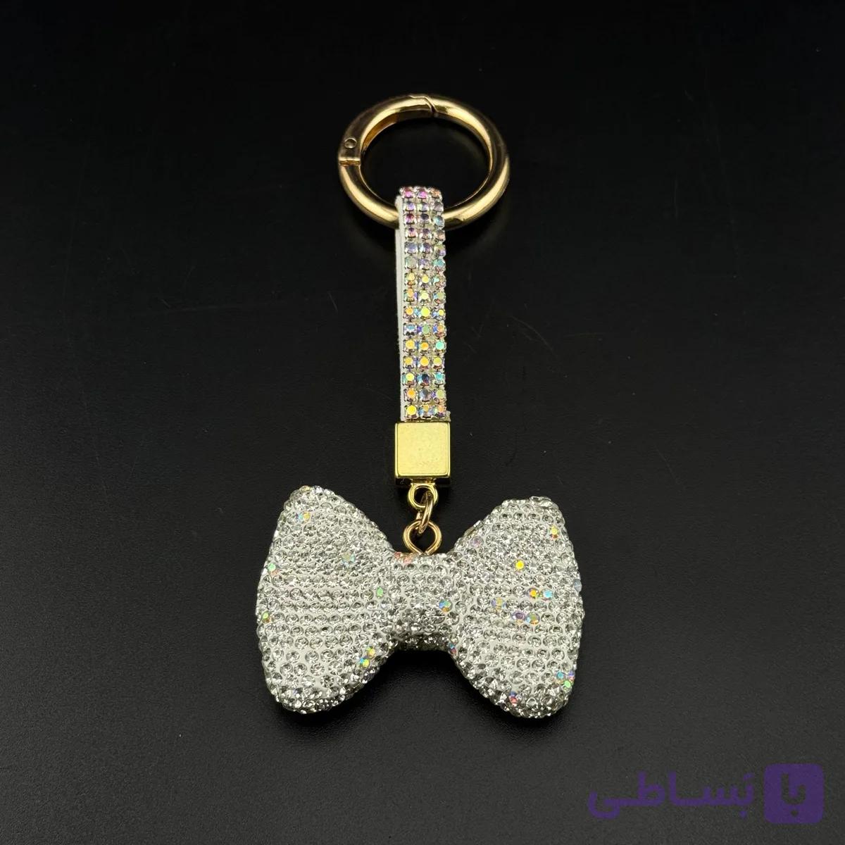 جاکلیدی و آویز کیف پاپیون سفید — تصویر 1