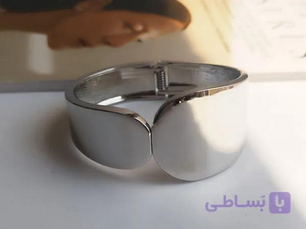 دستبند مینیمال دخترانه نقره ای استیل — تصویر 1