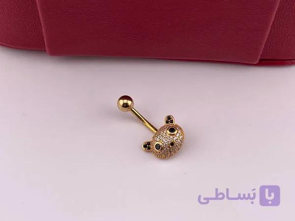 پیرسینگ ناف طرح گربه طلایی — تصویر 1