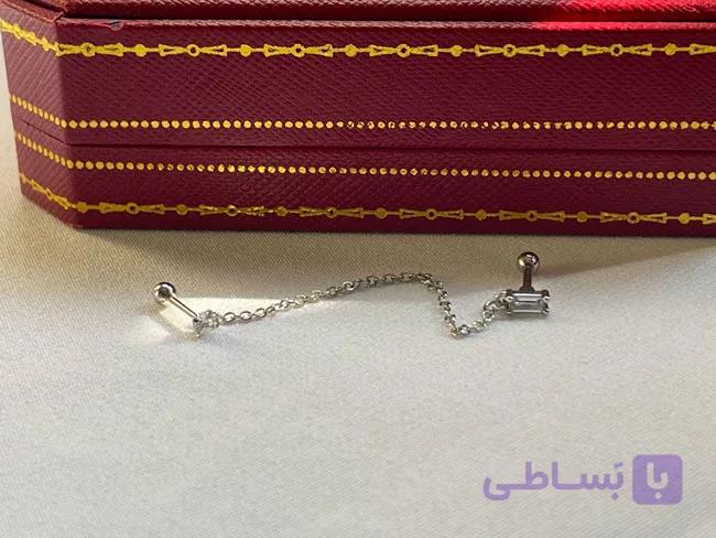 پیرسینگ گوش نگین برای دو سوراخ گوش — تصویر 1
