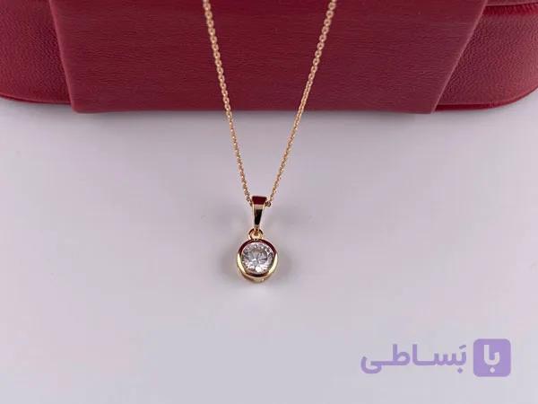 گردنبند طلایی ژوپینگ تک نگین — تصویر 1