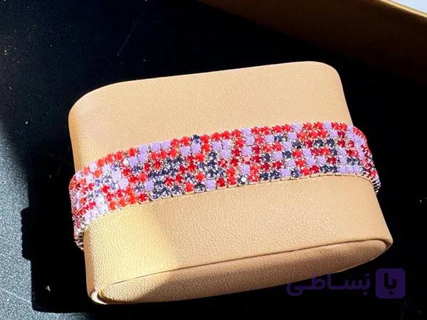 دستبند کشی مدل نگینی دورنگ — تصویر 1
