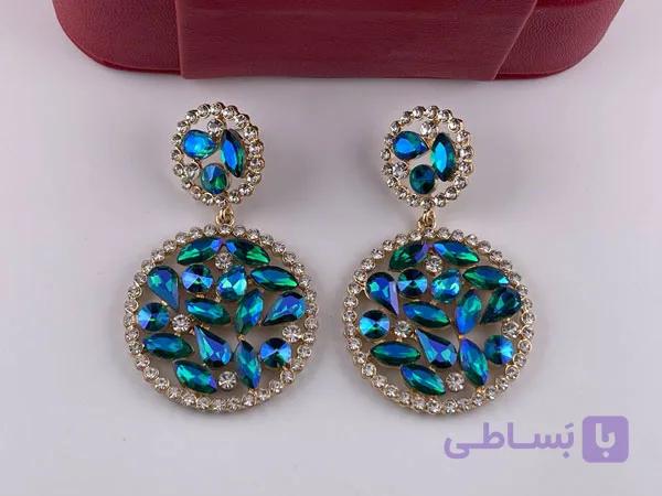 گوشواره نگین اشکی دور نگین — تصویر 1