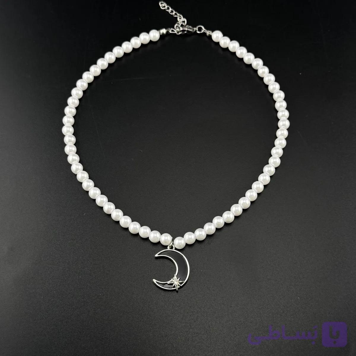 گردنبند مروارید با آویز ماه — تصویر 1