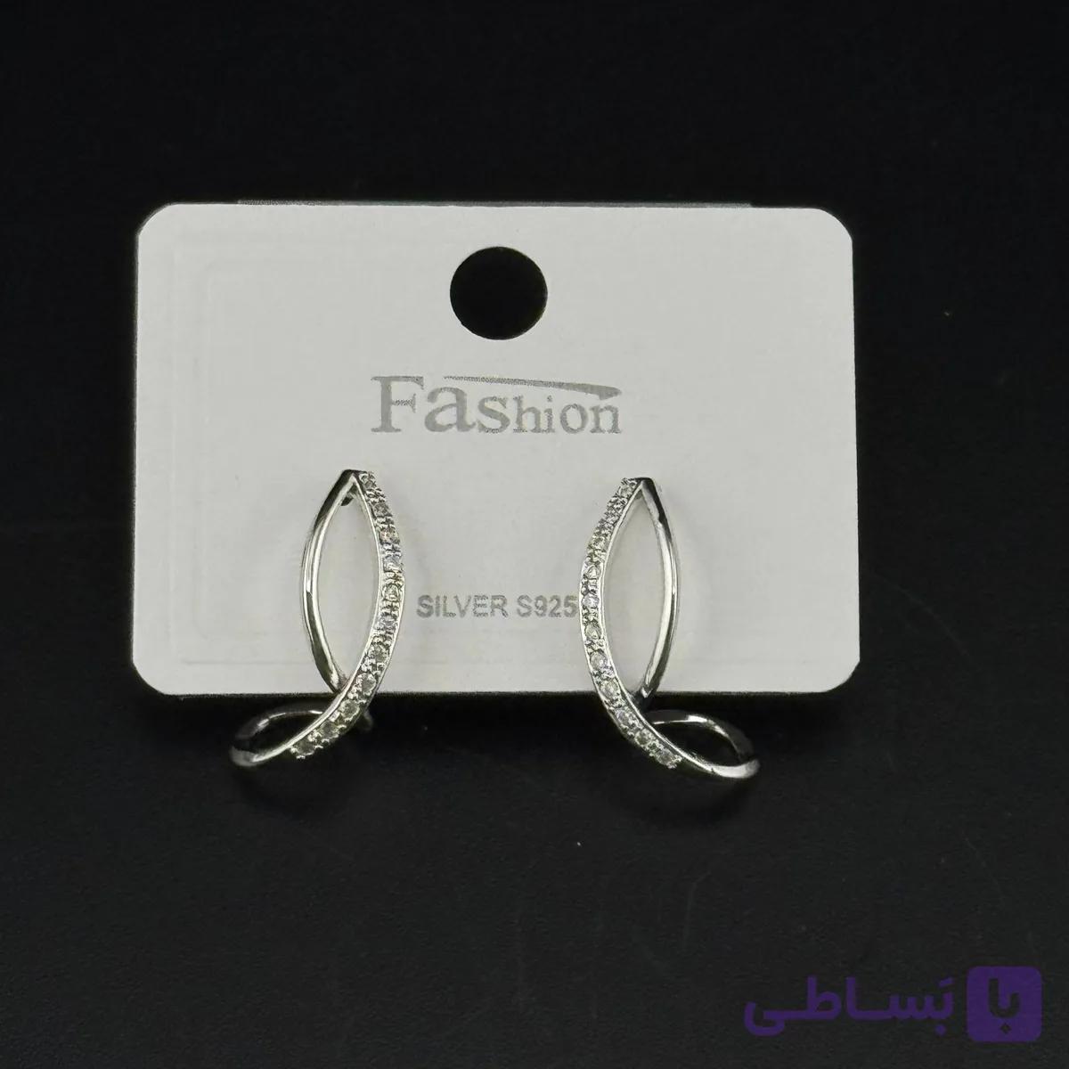 گوشواره منحنی نگین‌دار مدرن — تصویر 1