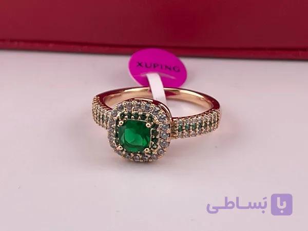 انگشتر نگین سبز مربعی — تصویر 1