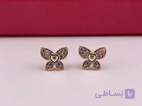 گوشواره گل ژوپینگ نگینی — تصویر 1
