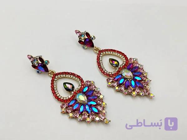 و قیمت گوشواره کریستال رنگی — تصویر 1