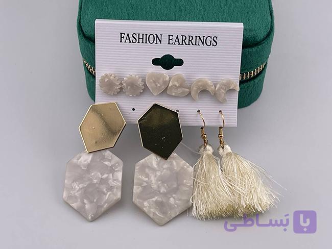 پک گوشواره طرح سنگ صدفی — تصویر 1