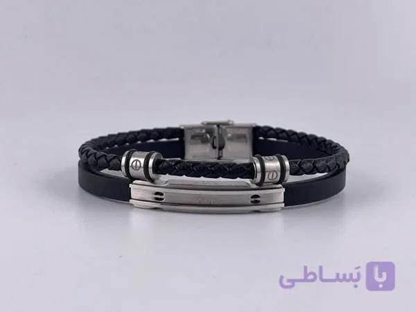 دستبند چرم دو لاین طرح کارتیر — تصویر 1