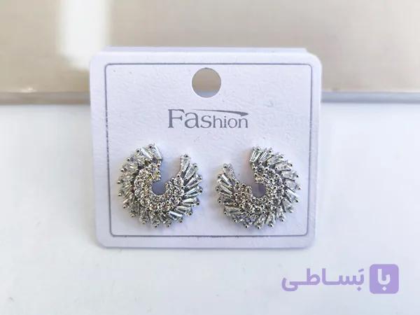 گوشواره مجلسی ظریف مجلسی نگینی کد 10754 — تصویر 1