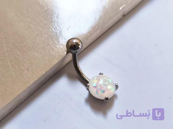 پیرسینگ طرح اوپال ناف استیل — تصویر 1