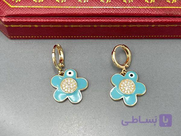 گوشواره طرح گل حلقه ای — تصویر 1